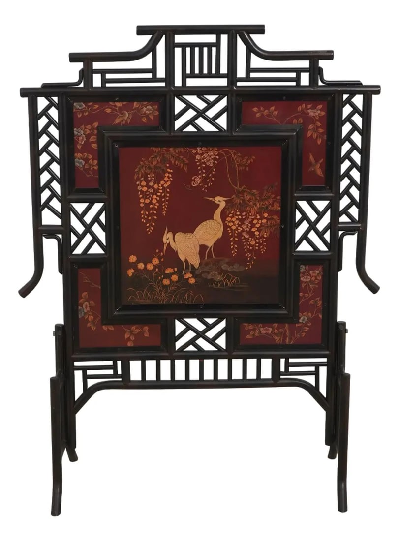 Maitland Smith Style Bamboo Form Chinese Fire Screen (1 of 10)