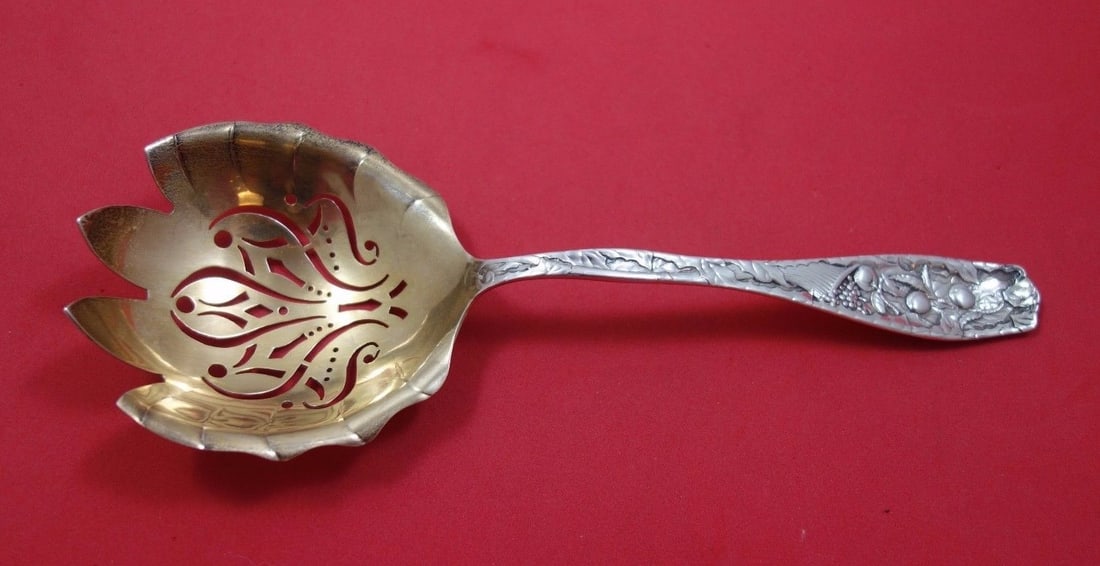 Towle Pomona Sterling Silver Vegetable Serving Fork Gold Washed 8 3/8 Inches (1 of 1)