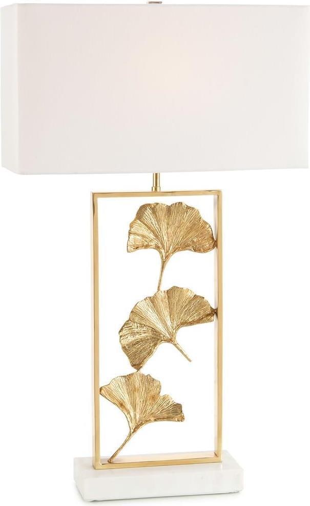 John-Richard Gingko Table Lamp Brass Marble Contemporary 33.5" (1 of 2)