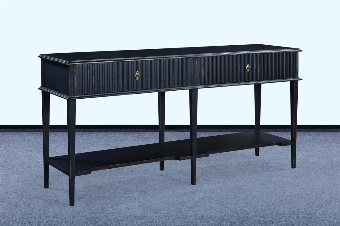 Taylor Console Blackwash 2 Drawer Storage 70 x 19 x 35 Inches (1 of 5)