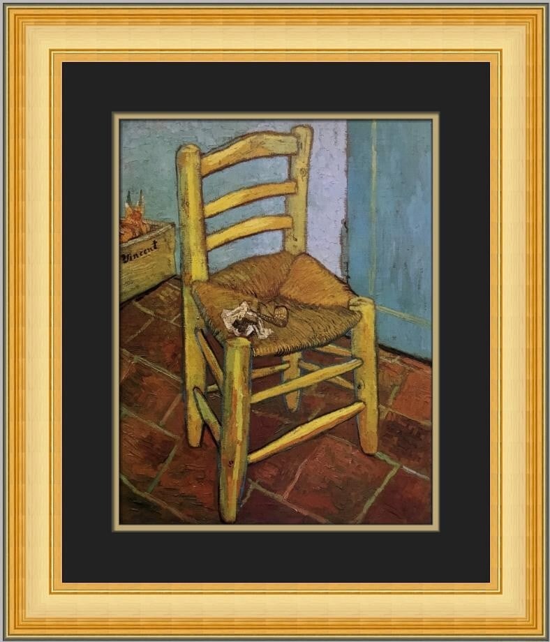 Vincent Van Gogh Van Gogh's Chair and Pipe Custom Framed Print 20 x 19: Vincent Van Gogh Van Gogh's Chair and Pipe Custom Framed Print 20 x 19 This stunning custom framed print features Vincent van Gogh's iconic artwork "Van Gogh's Chair and Pipe," showcasing the artist's