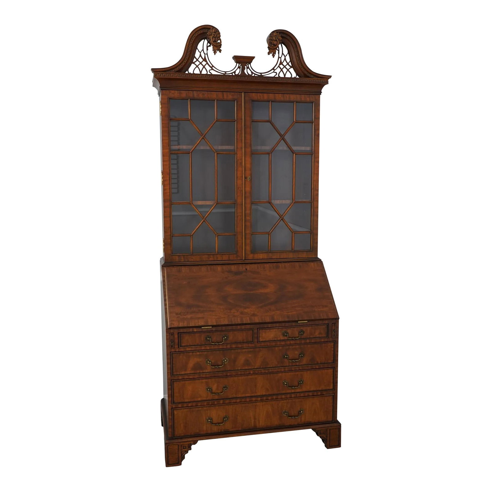 Maitland Smith Chippendale Mahogany Secretary Desk Bookcase 88.5" Tall (1 of 10)