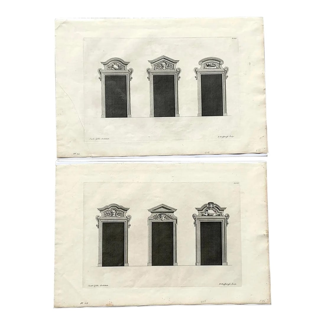 Pair of Vintage Italian Neoclassical Window Pediment Architectural Prints (1 of 9)