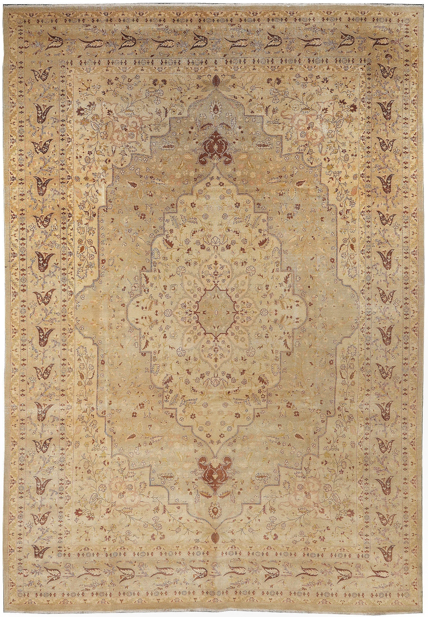 Handmade 117 x 170 Inch Fine Wool Mohtasham Tabriz Area Rug Pakistan (1 of 13)