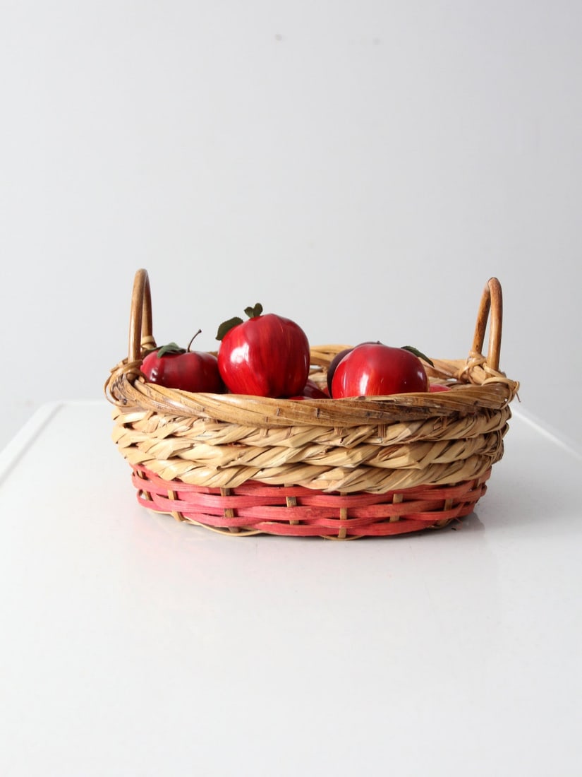 Charming Vintage Woven Basket Bowl with Double Handles (1 of 9)