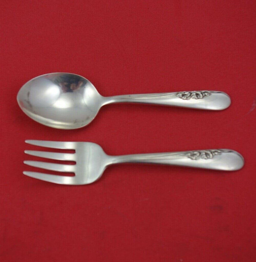 International Sterling Silver Blossom Time 2-Piece Baby Set (1 of 2)