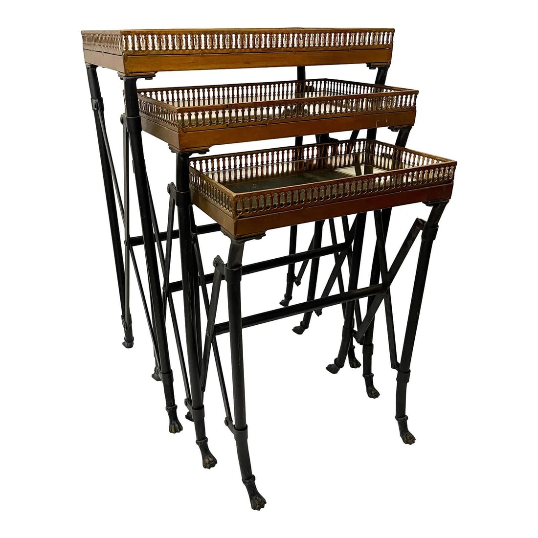 Elegant Set of Three Campaign Style Mirrored Nesting Tables France (1 of 10)
