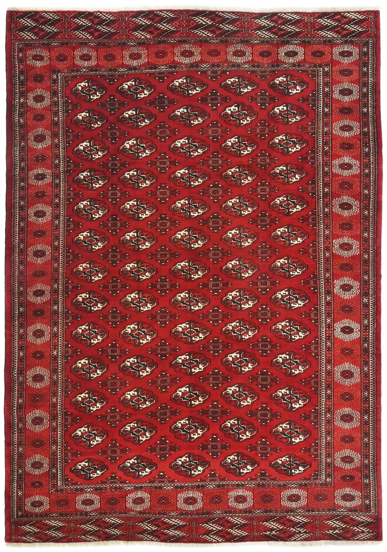 Vintage Handmade Red Wool Tribal Design Area Rug 7'4 x 11'1: Vintage Handmade Red Wool Tribal Design Area Rug 7'4 x 11'1 This vintage handmade red Oriental rug features a stunning tribal design, offering a unique addition to your living or dining room. Crafted