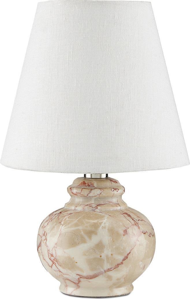 Currey Vintage-Inspired Pink Marble Lamp with Off-White Shade (1 of 5)