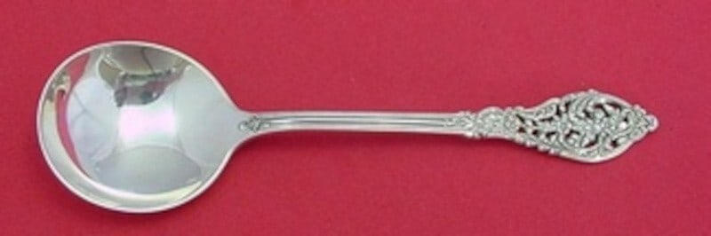 Reed and Barton Florentine Lace Sterling Silver Cream Soup Spoon 6.25 inches (1 of 2)