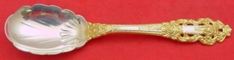 Sterling Sugar Spoon Crown Baroque Gold Pattern 6.25 Inch (1 of 2)