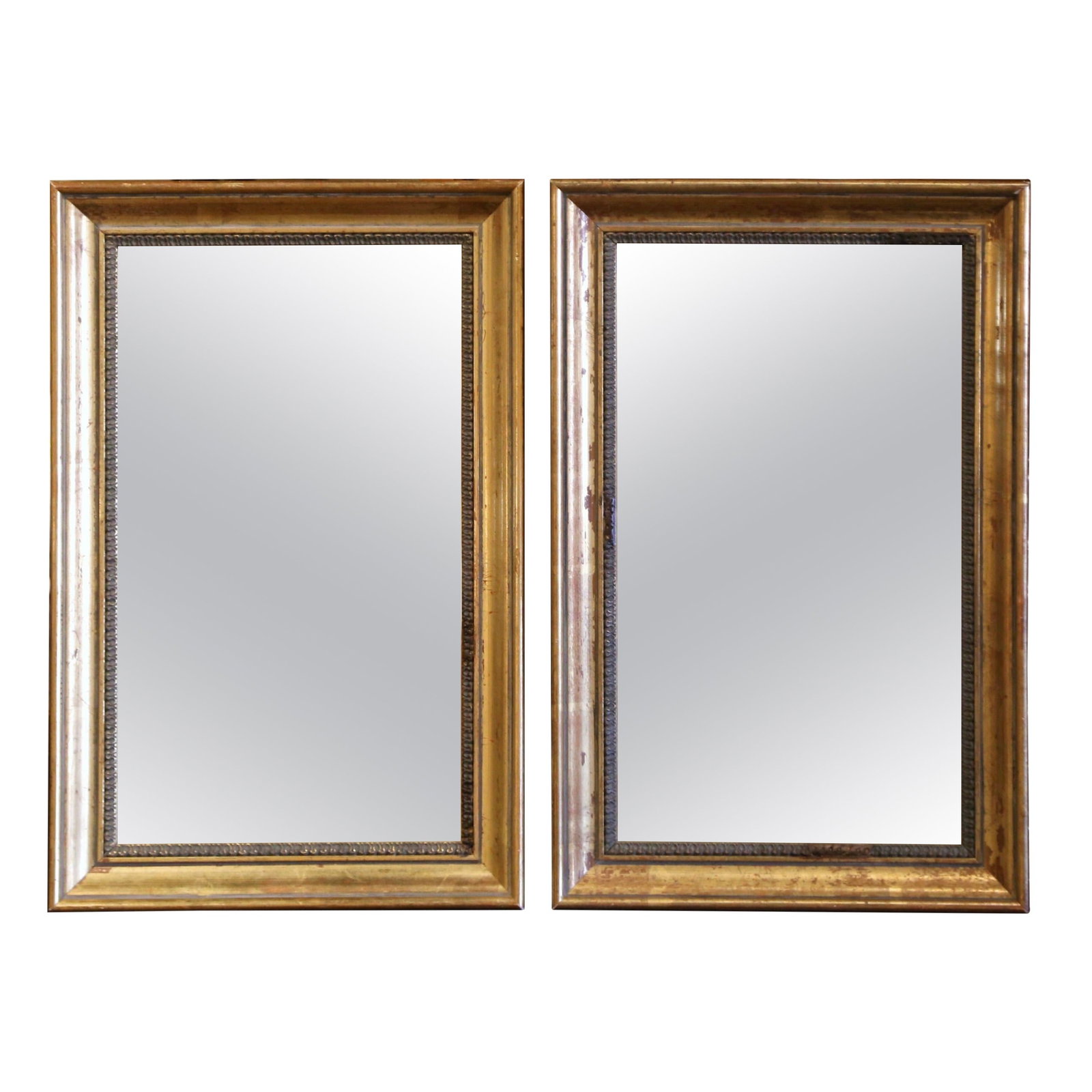 Set of 2 Early 20th Century French Giltwood Mirrors with Mercury Glass (1 of 6)