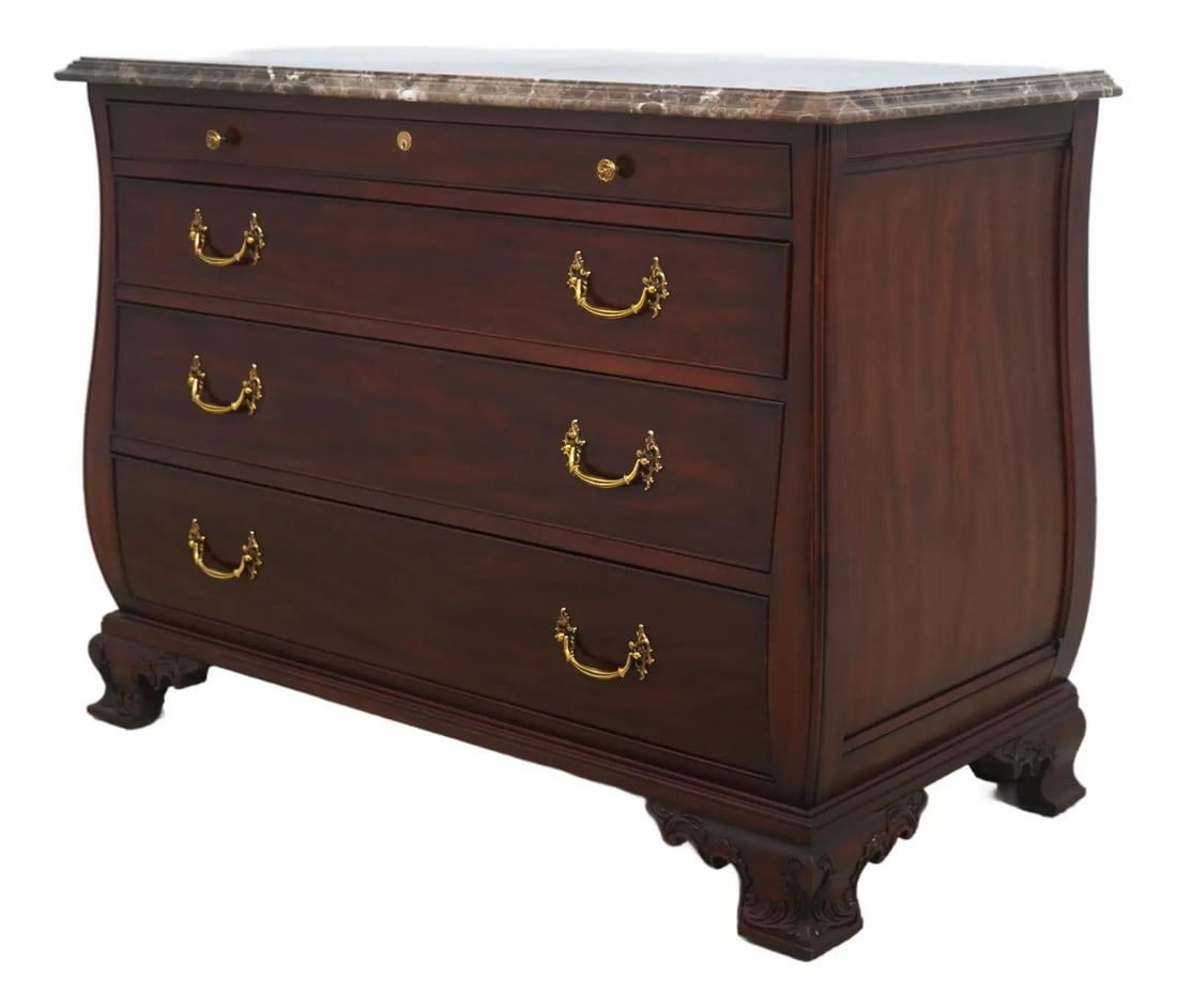 Mahogany Bombe Chest With Granite or Marble Top Chippendale Style by Henkel Harris (1 of 10)