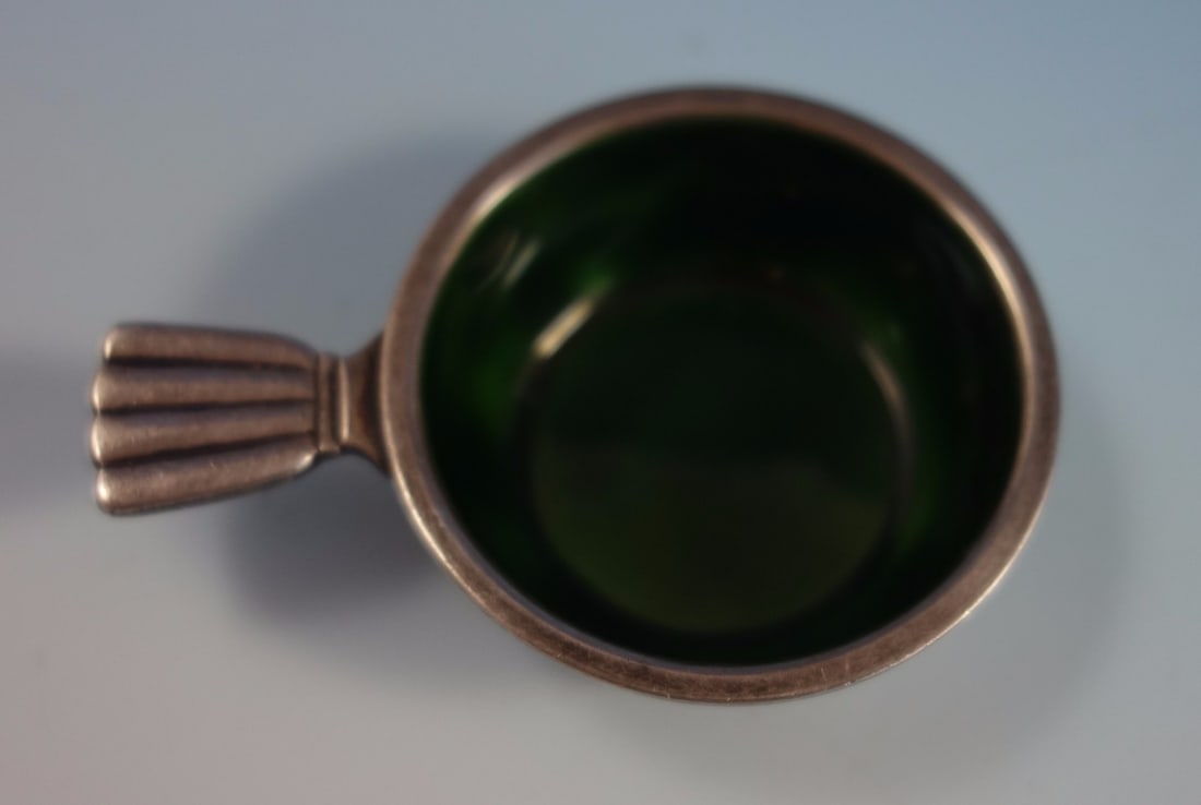 Georg Jensen Bernadotte Sterling Silver Salt Dip Green Enamel (1 of 4)