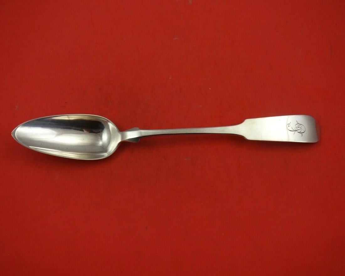 Old Newbury Crafters Fiddleback Sterling Silver Serving Spoon 10 1/4" (1 of 3)