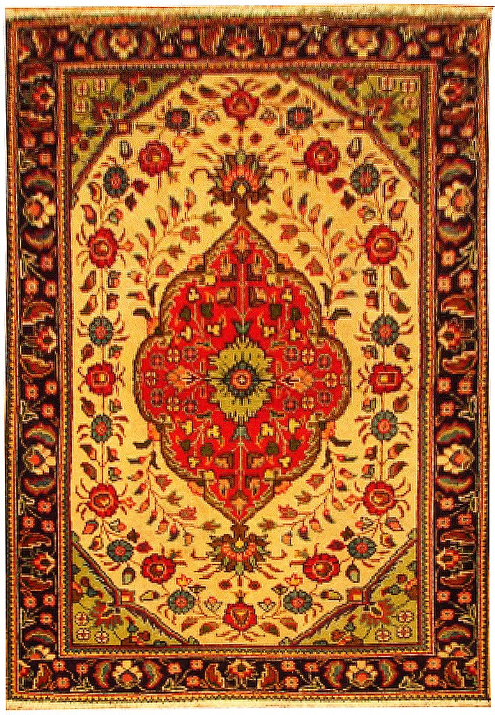 Handwoven Ivory Bijar Area Rug 3' x 5' Persian Design (1 of 6)