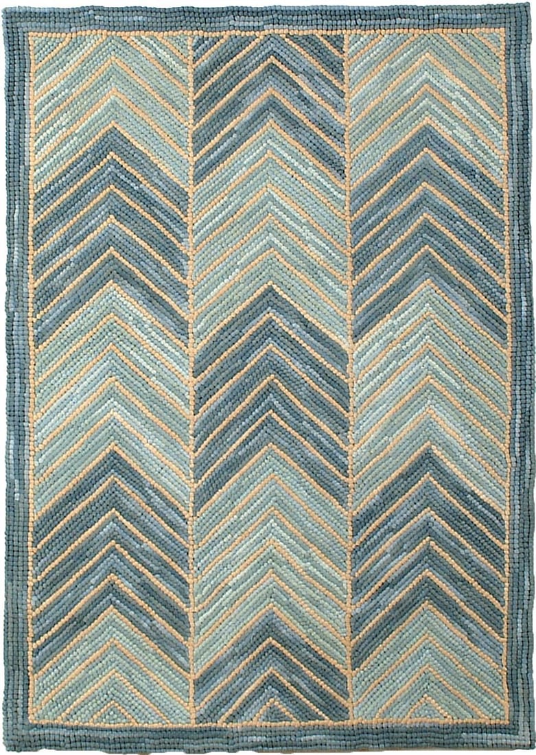 New Celadon Chevron Hooked Rug 2x8 Americana Style (1 of 1)