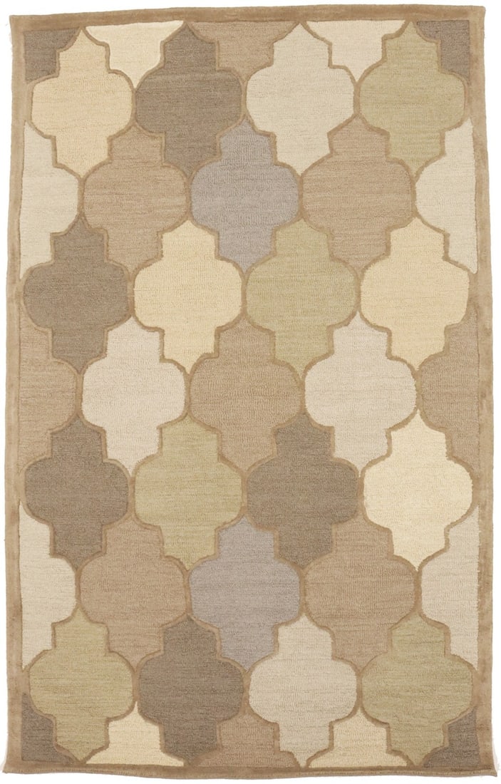 Multicolored Hand-Tufted Wool 5x8 Trellis Area Rug Modern Design: Multicolored Hand-Tufted Wool 5x8 Trellis Area Rug Modern Design Enhance your living space with this stunning multicolored 5x8 hand-tufted wool rug featuring a modern trellis design. Perfect for