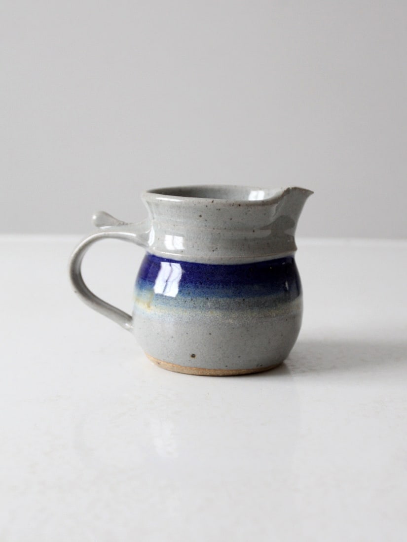 Handmade Vintage Wortman Studio Pottery Pitcher with Gray Glaze (1 of 11)