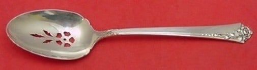 Oneida Damask Rose Sterling Silver Slotted Spoon 8 1/4" Fluted Flower Design (1 of 2)