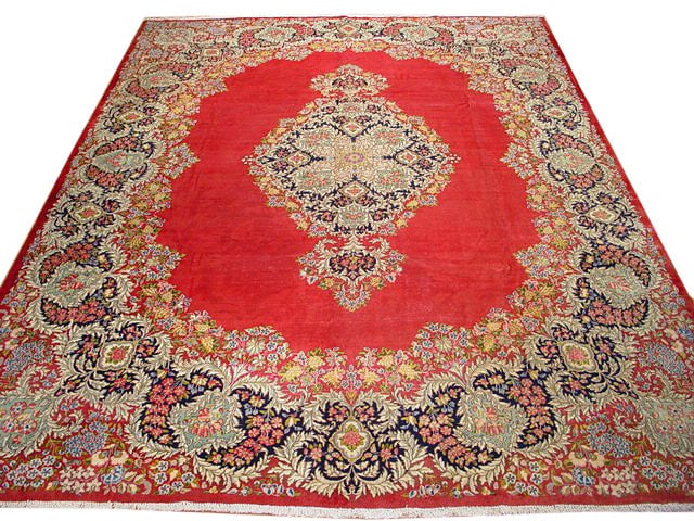 10 x 13 Authentic Persian Kerman Wool Rug Elegant Floral Medallion Design (1 of 6)