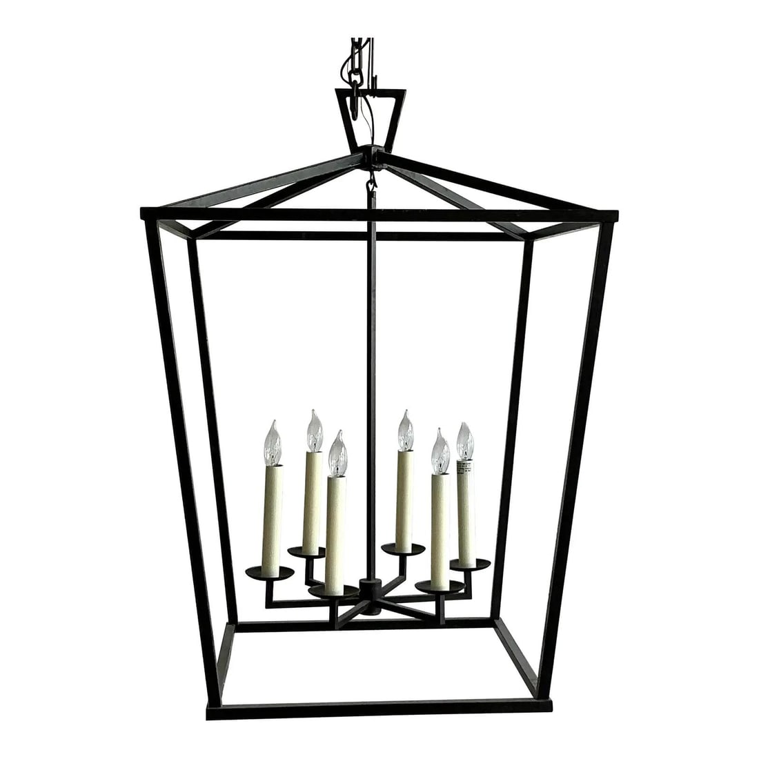 Monumental Black Metal Lantern 8-Light Candelabra Vintage Charm (1 of 7)