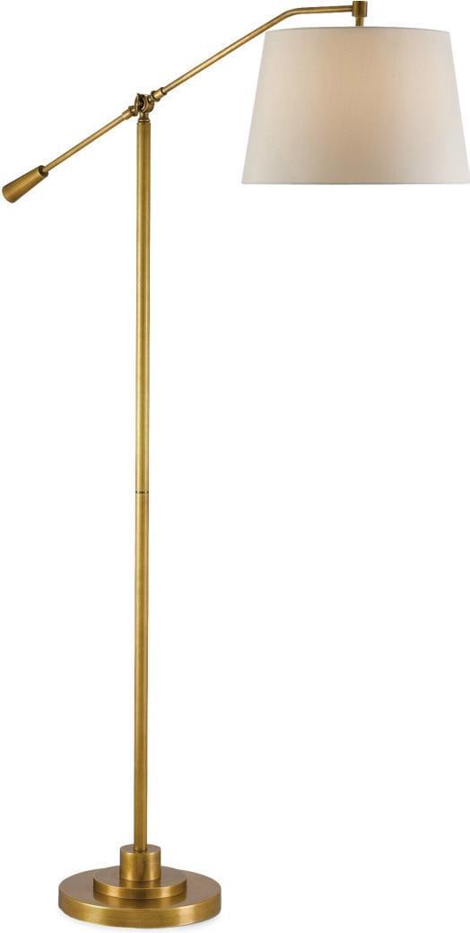 Currey Maxstoke Floor Lamp Adjustable Brass with Beige Shade (1 of 4)
