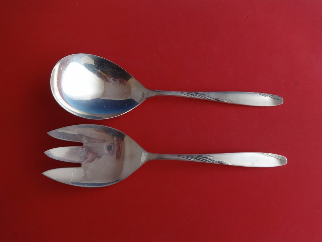 Gorham Willow Sterling Silver Salad Serving Set 2pc 9" (1 of 1)