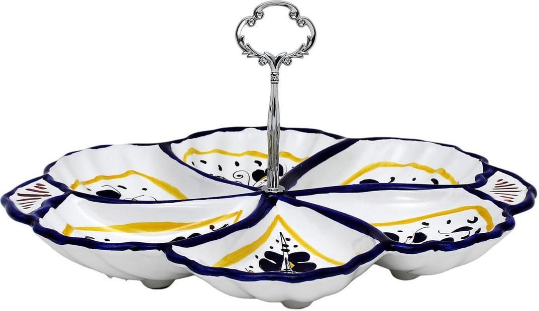 Orvieto Blue Rooster Ceramic Snack Tray with 6 Compartments (1 of 7)