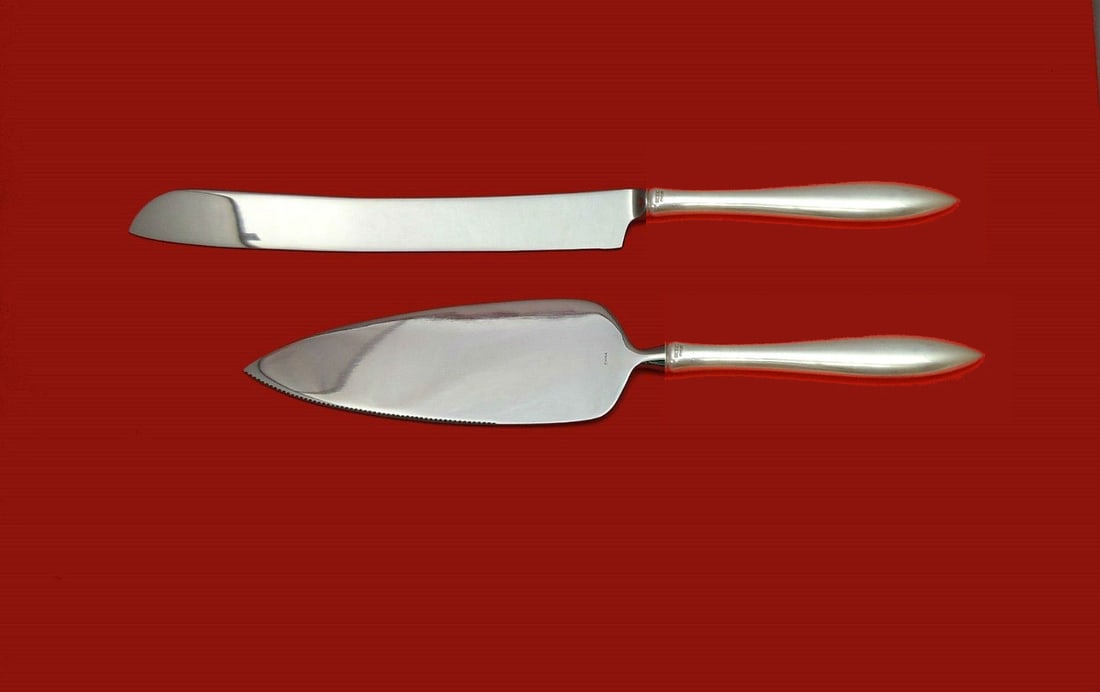 Shreve Buckingham Narrow Sterling Silver Wedding Cake Set 2pc Monogrammed (1 of 1)