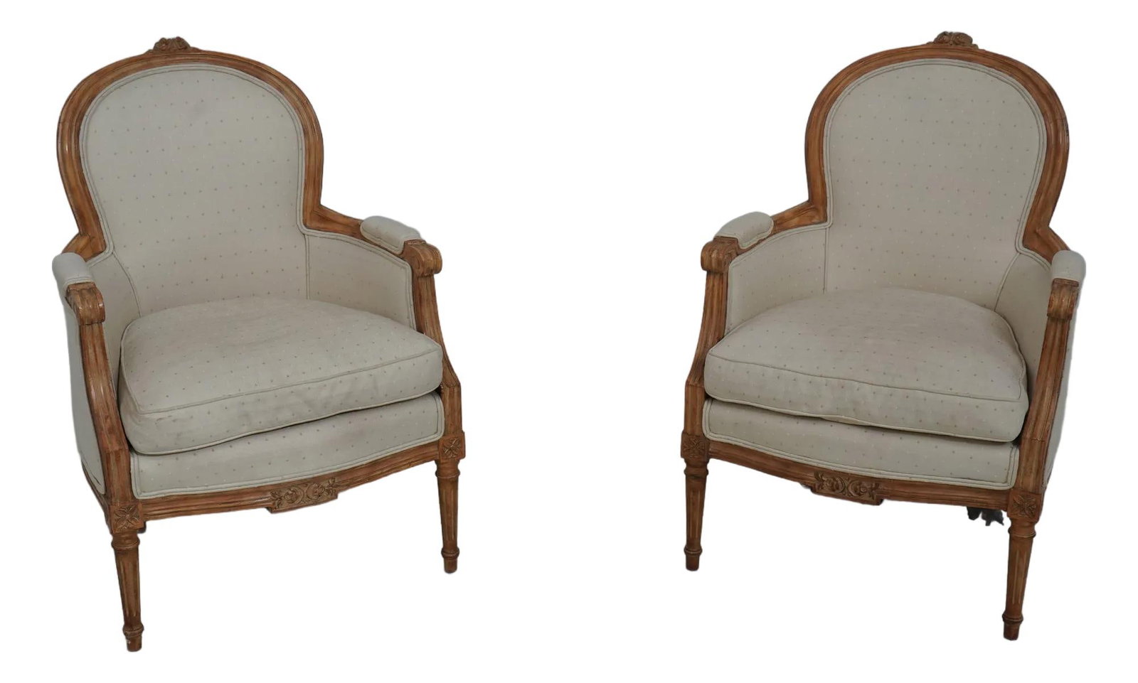 Elegant Vintage French Louis XVI Bergere Armchairs Pair (1 of 10)