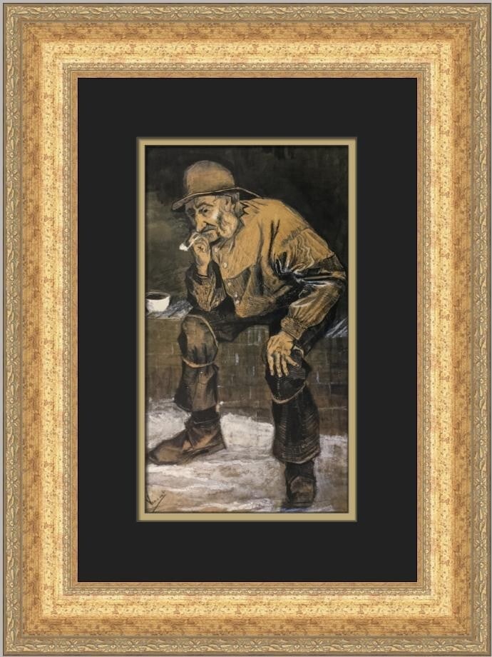 Vincent Van Gogh Fisherman Sitting with a Pipe Custom Framed Art Print (1 of 2)