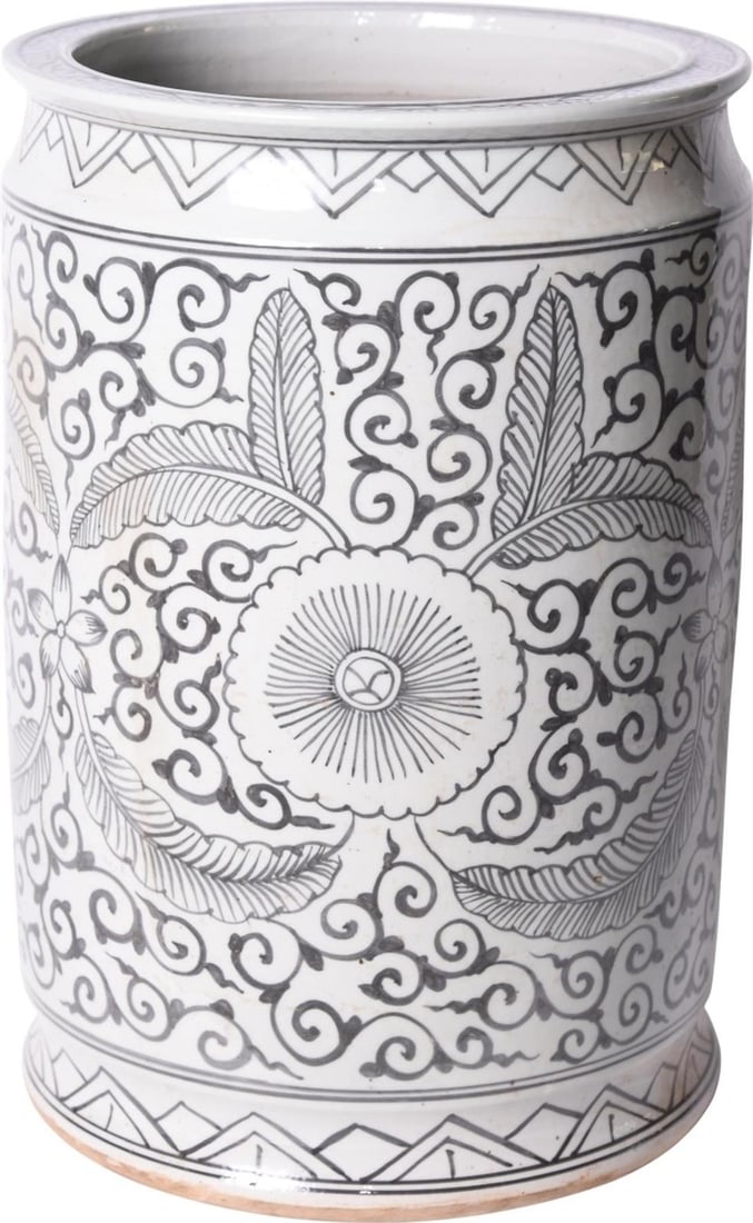 Handmade Black Ceramic Peony Vase Asian Antique Style 18H (1 of 1)