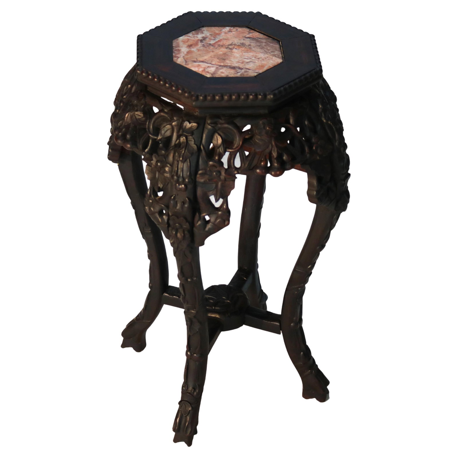 Early 20th Century Chinese Rosewood Stand with Rouge Marble Top (1 of 10)