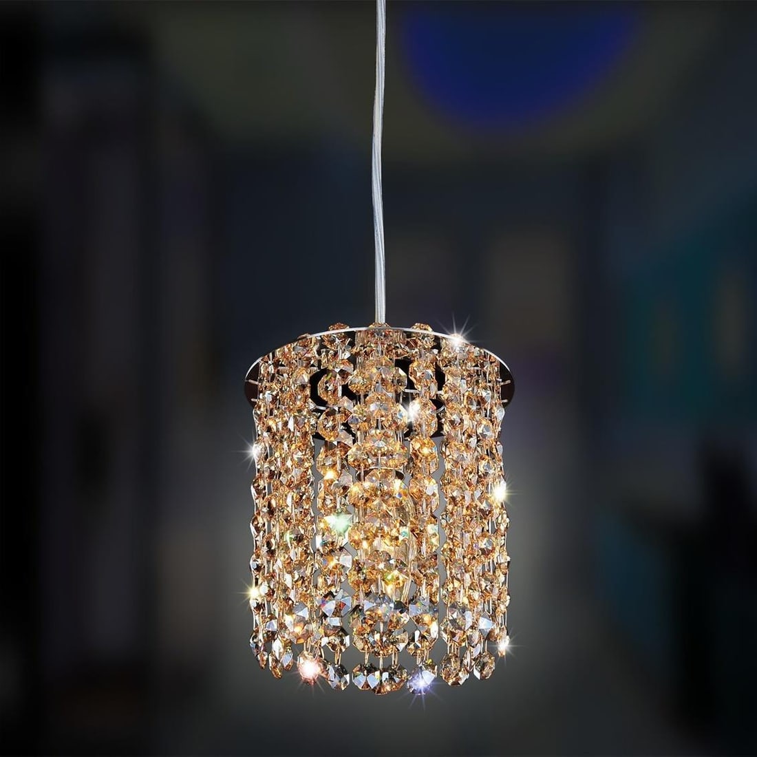 Kalco Milieu Modern Octagonal 1-Light Pendant Chrome Firenze Crystal (1 of 1)