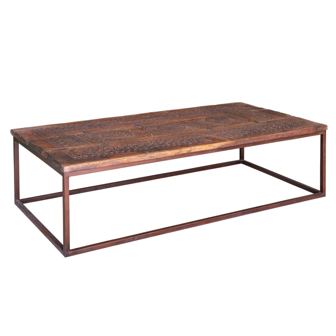 Rustic Coffee Table Iron Wood Lacquer 65 x 34 x 18 (1 of 1)