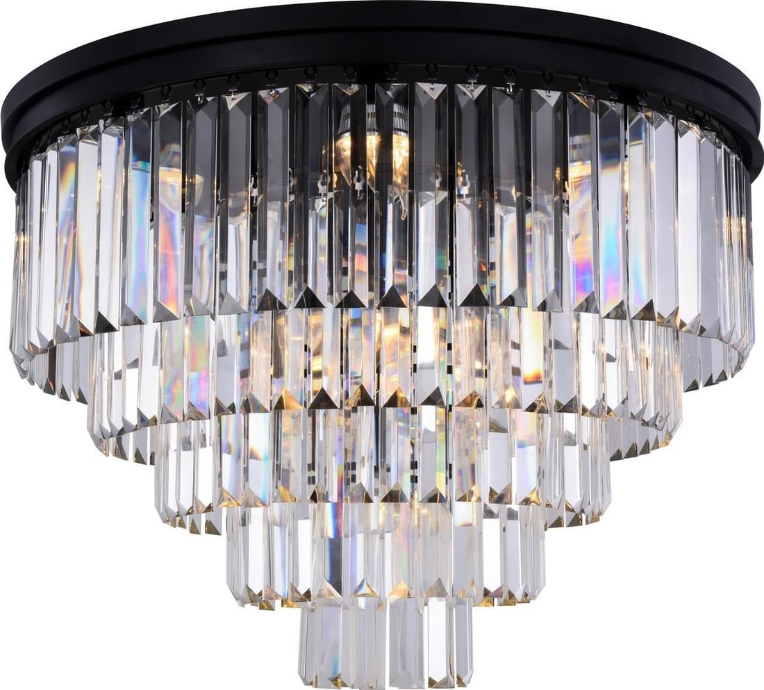 Elegant Lighting Sydney Flush-Mount Ceiling Light Crystal Matte Black (1 of 1)