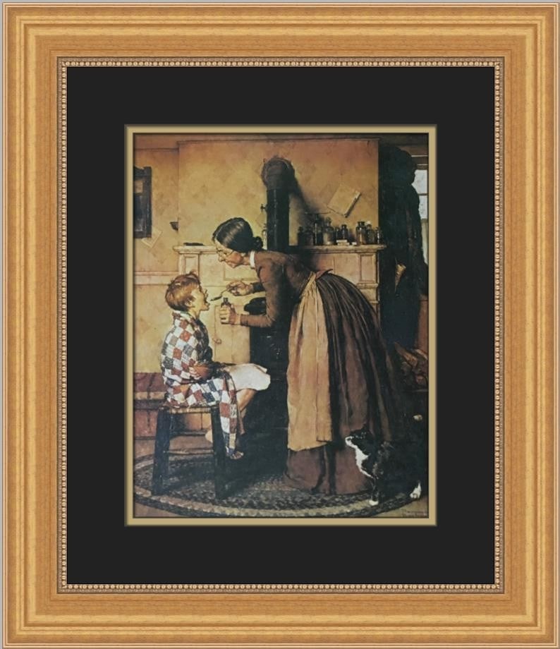 Norman Rockwell Medicine Custom Framed Open Edition Print 1975 (1 of 2)