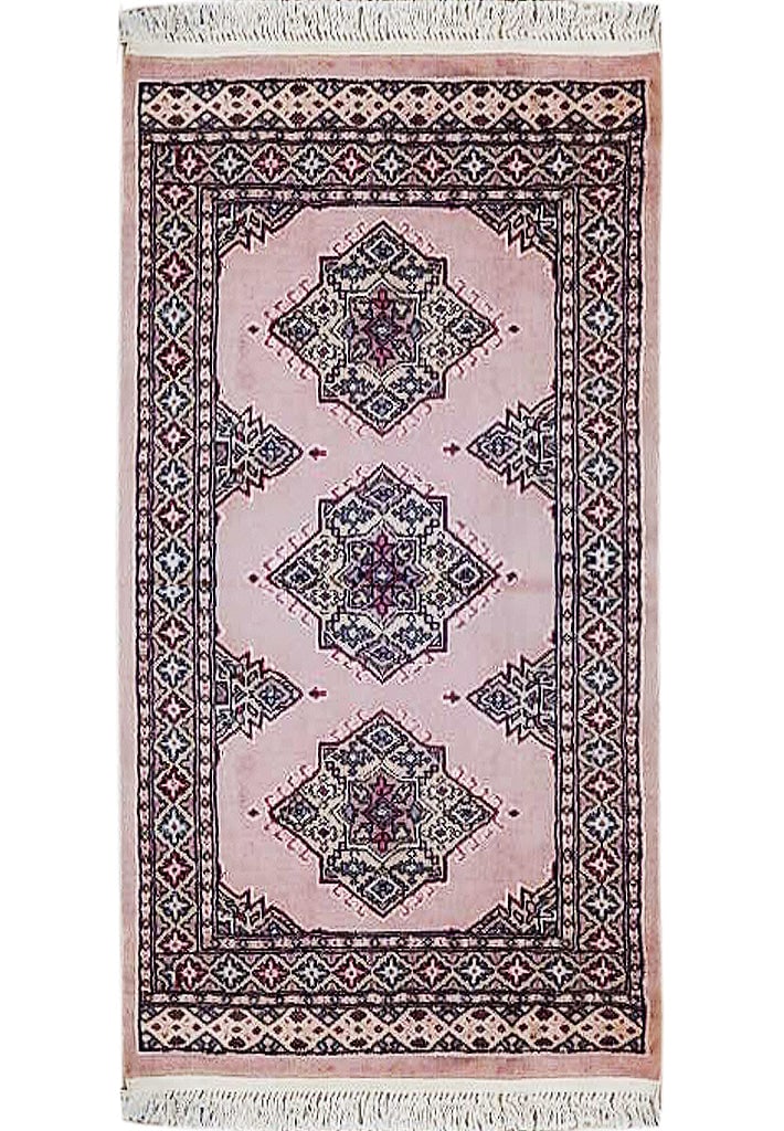 2.8 x 3.7 Pink Hand-knotted Jaldar Bokhara Area Rug from Pakistan (1 of 7)