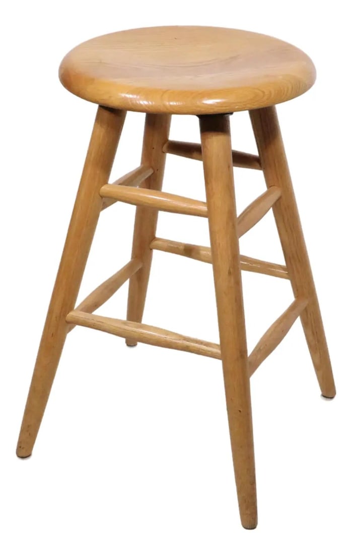 Vintage American Wooden Counter Stool with Swivel Seat (1 of 8)