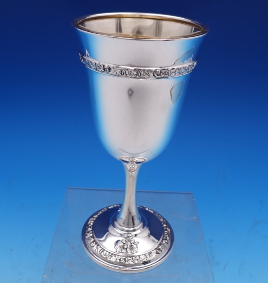 Wallace Meadow Rose Sterling Silver Water Goblet 7 Inch (1 of 10)