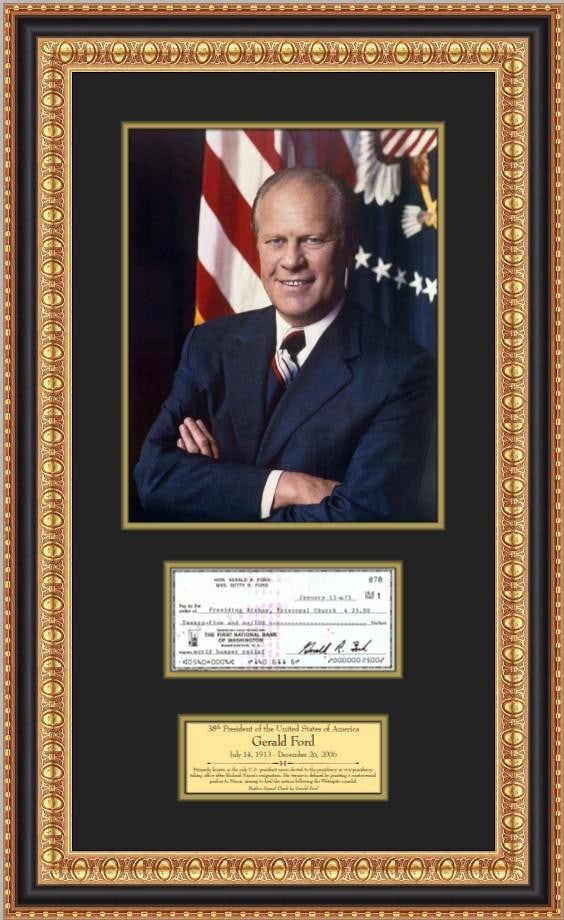Gerald Ford Replica Signed Check with Framed Portrait and Engraved Plaque (1 of 4)