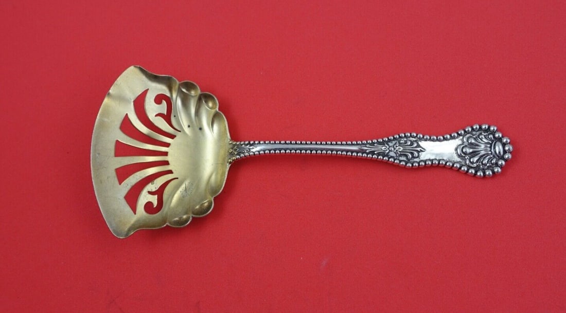 Dominick & Haff Charles II Sterling Silver Sardine Server 5 7/8 Gold Washed Pierced (1 of 2)