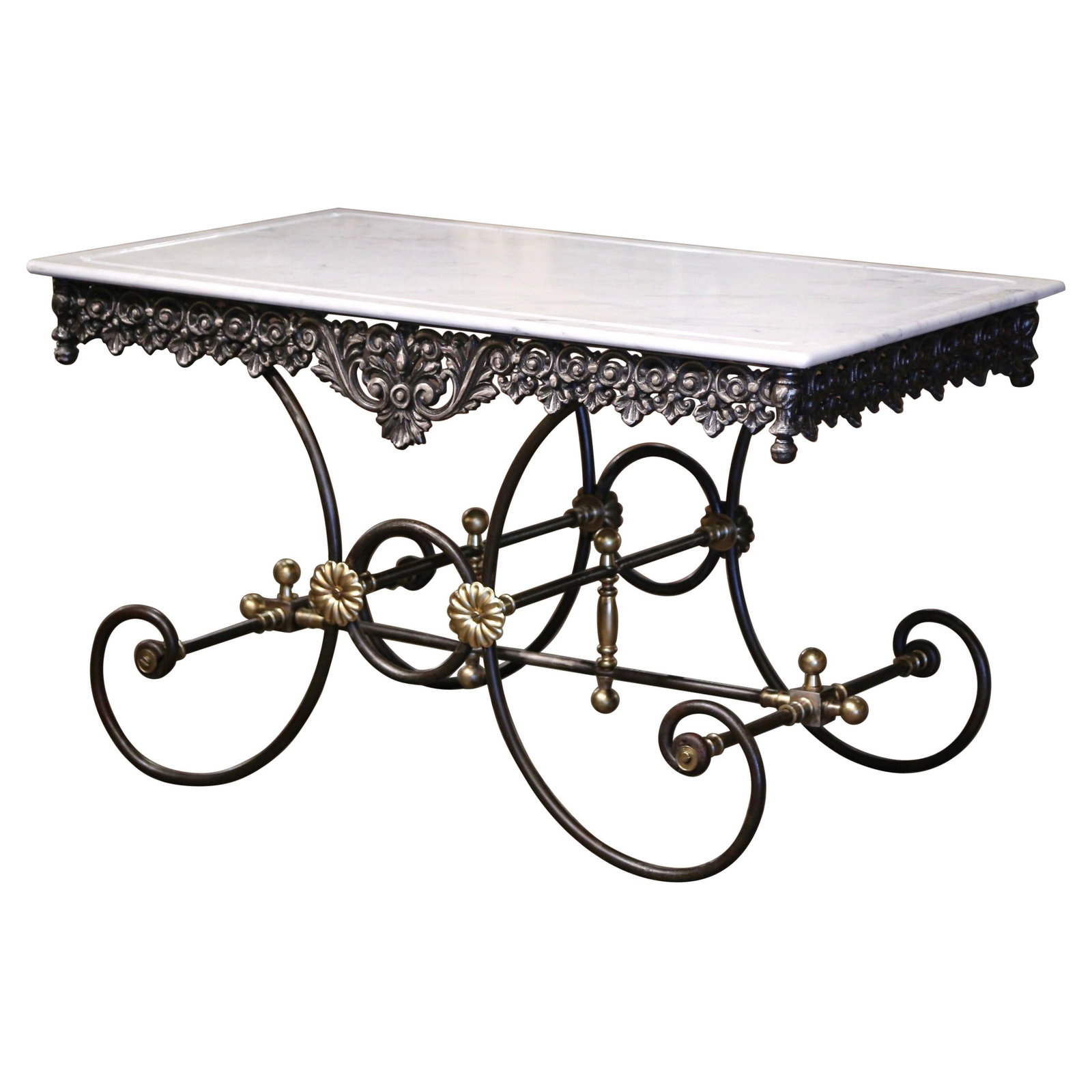 Elegant French Pastry Table with Marble Top and Bronze Accents (1 of 12)