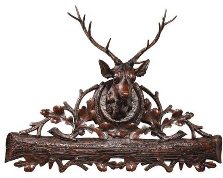 Rustic Lodge Style Royal Stag Head Wall Pediment (1 of 1)