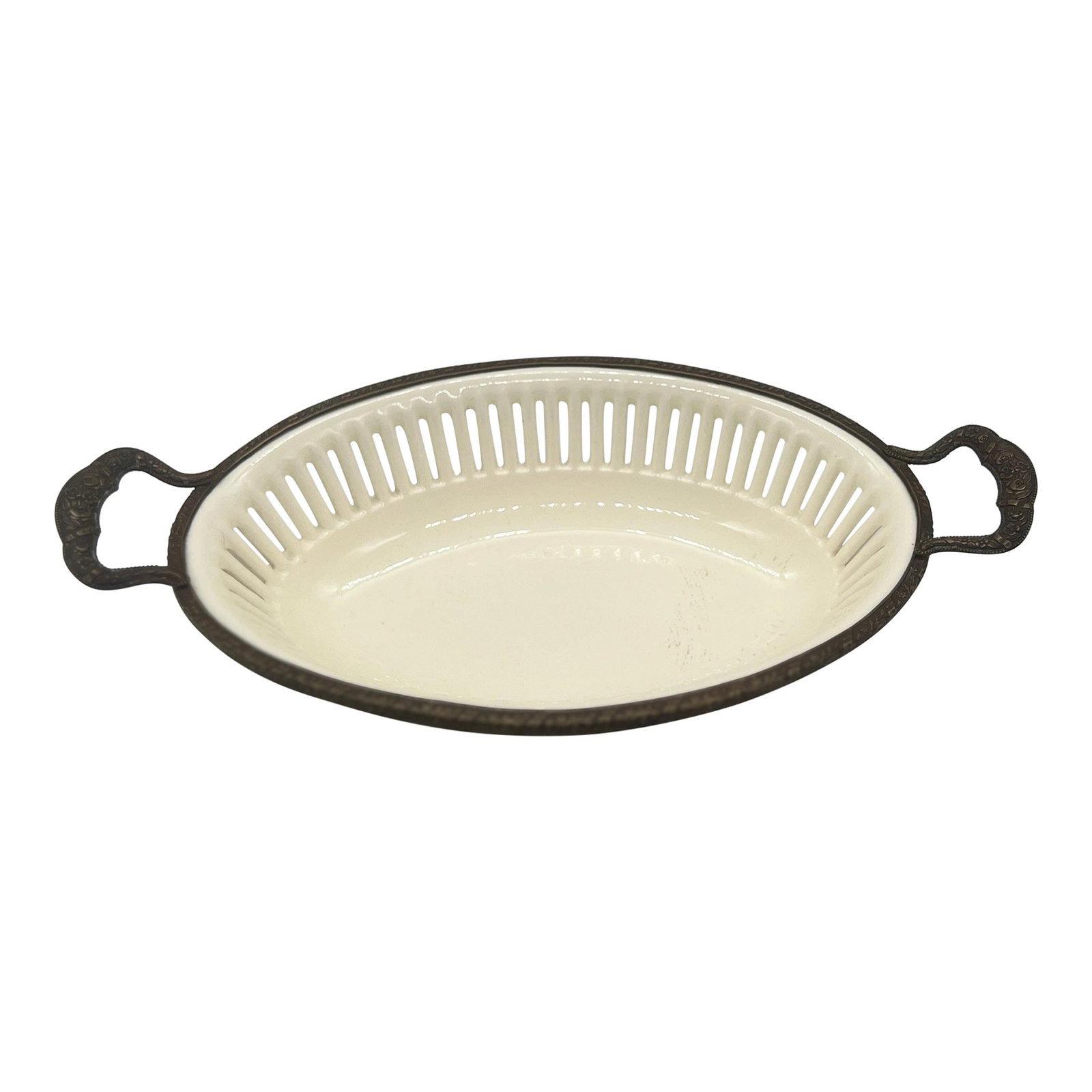 Vintage Creamware Basket with Ormolu Mount Germany 20th Century (1 of 8)