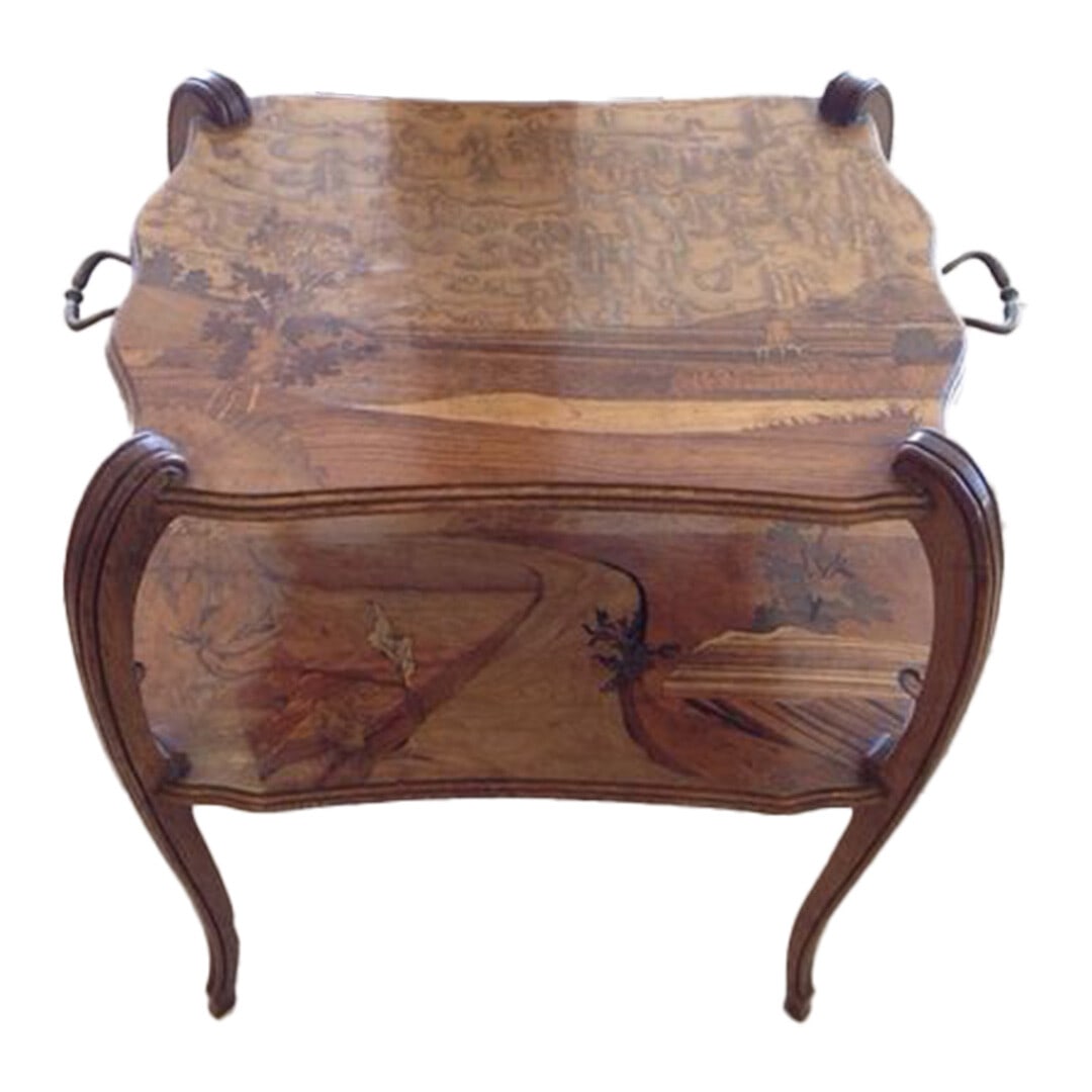 Antique Art Nouveau Inlaid Dessert Table by Victor Prouve Signed 1920s (1 of 6)