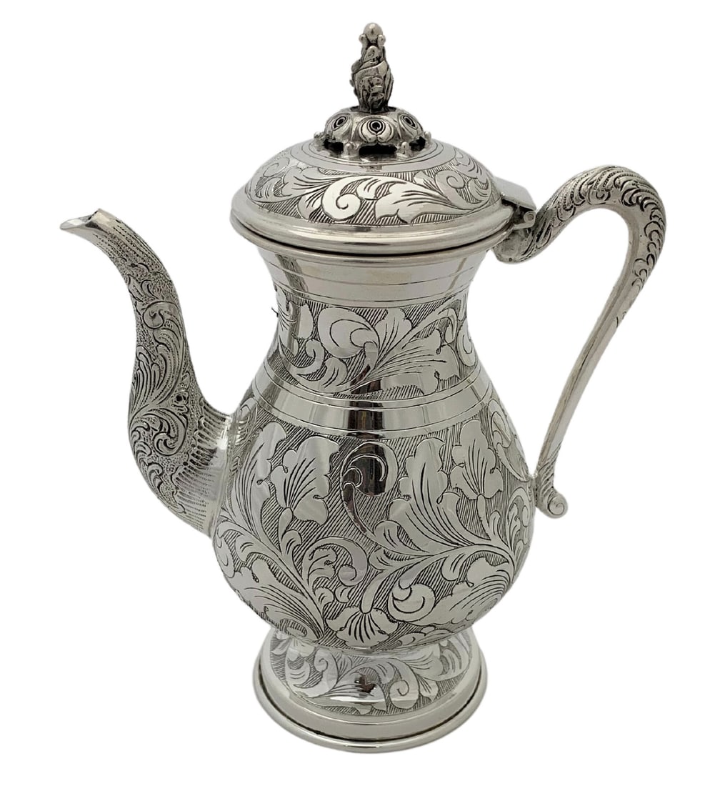 Handmade 925 Sterling Silver Swirl Floral Oil Pitcher 7.75 Inches (1 of 4)