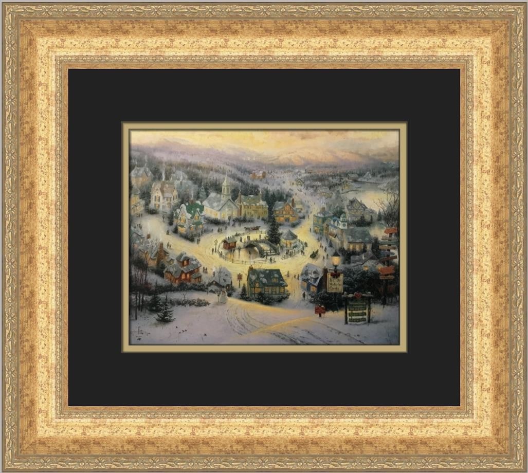Thomas Kinkade St Nicholas Circle Custom Framed Print 15x13 Landscape Art (1 of 2)