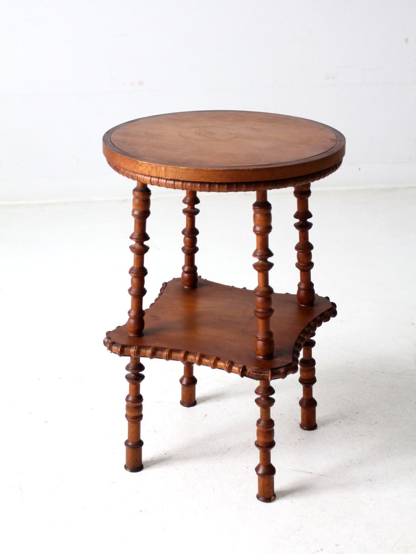 Antique Folk Art Spool Table with Unique Handcrafted Details (1 of 10)